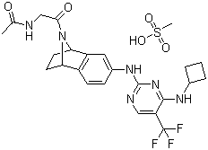 CAS # 942487-63-0, N-[2-[(1R,4S)-6-[[4-(Cyclobutylamino)-5-(trifluoromethyl)-2-pyrimidinyl]amino]-1,2,3,4-tetrahydronaphthalen-1,4-imin-9-yl]-2-oxoethyl]acetamide methanesulfonate (1:1)