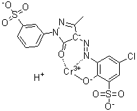 CAS 登录号：94276-67-2, [5-氯-3-[[4,5-二氢-3-甲基-5-氧代-1-(3-磺基苯基)-1H-吡唑-4-基]偶氮]-2-羟基苯磺酸基]氢铬酸