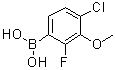 structure of CAS# 944129-07-1, 4-Chloro-2-fluoro-3-methoxyphenylboronic acid