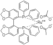structure of CAS# 944450-48-0, 二乙酸根[(R)-(+)-5,5'-双(二苯基膦)-4,4'-联-1,3-苯并二恶茂]钌(II)