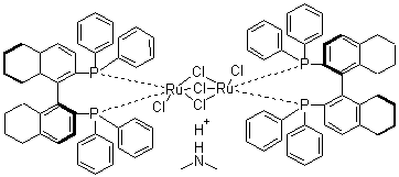 structure of CAS# 944451-12-1, 双[(S)-(-)-2,2'-双(二苯基膦)-5,5',6,6',7,7',8,8'-八氢-1,1'-联萘基]五氯化二钌 二甲基铵盐