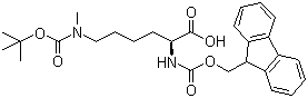 structure of CAS# 951695-85-5, N'-叔丁氧羰基-N-芴甲氧羰基-N'-甲基-L-赖氨酸