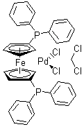1,1'-Bis(diphenylphosphino)ferrocene-palladium(II)dichloride dichloromethane complex molecular structure (CAS 95464-05-4)
