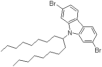 structure of CAS# 955964-73-5, 2,7-Dibromo-9-(1-octylnonyl)-9H-carbazole