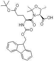 structure of CAS# 957780-56-2, (gammaS,4S)-4-Carboxy-gamma-[[(9H-fluoren-9-ylmethoxy)carbonyl]amino]-2,2,5-trimethyl-delta-oxo-3-oxazolidinepentanoic acid 3-(1,1-dimethylethyl) ester