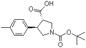 structure of CAS# 959577-53-8, (3S,4R)-1-Boc-4-(4-methylphenyl)pyrrolidine-3-carboxylic acid