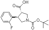 structure of CAS# 959581-02-3, (3S,4R)-1-Boc-4-(2-fluorophenyl)pyrrolidine-3-carboxylic acid