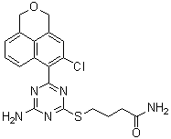structure of CAS# 959763-06-5, 4-[[4-氨基-6-(5-氯-1H,3H-萘并[1,8-cd]吡喃-6-基)-1,3,5-三嗪-2-基]硫基]丁酰胺