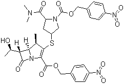 structure of CAS# 96036-02-1, (4R,5S,6S)-3-[[(3S,5S)-5-[(二甲基氨基)甲酰基-1-[[(4-硝基苄基)氧]羰基]-3-吡咯烷基]硫]-6-[(1R)-1-羟乙基]-4-甲基-7-氧代-1-氮杂双环[3.2.0]庚-2-烯-2-羧酸 4-硝基苄基酯