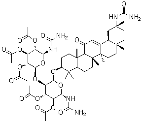 [(5S)-2,3-Di-O-acetyl-5-C-[[(3beta,20beta)-20-[(aminocarbonyl)amino]-11-oxo-30-norolean-12-en-3-yl]oxy]-4-O-[(5S)-2,3,4-tri-O-acetyl-5-C-[(aminocarbonyl)amino]-beta-D-xylopyranosyl]-beta-L-xylopyranosyl]urea molecular structure (CAS 96236-63-4)