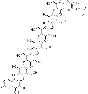 Ethylidene-4-nitrophenyl-a-D-Maltoheptaoside molecular structure (CAS 96597-16-9)