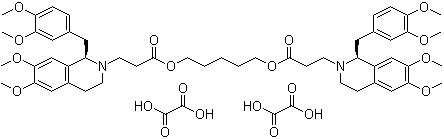 CAS # 96687-52-4, (1R,1'R)-2,2'-(3,11-Dioxo-4,10-dioxatridecamethylene)-bis-(1,2,3,4-tetrahydro-6,7-dimethoxy-1-veratrylisoquindline)-dioxalate, (R*,R*)-(-)-1-[(3,4-Dimethoxyphenyl)methyl]-3,4-dihydro-6,7-dimethoxy-2(1H)-isoquinolinepropanoic acid 1,5-pentanediyl ester ethanedioate (1:2)