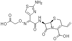 (6R,7R)-7-[[(2E)-2-(2-Amino-4-thiazolyl)-2-[(carboxymethoxy)imino]acetyl]amino]-3-ethenyl-8-oxo-5-thia-1-azabicyclo[4.2.0]oct-2-ene-2-carboxylic acid molecular structure (CAS 97164-56-2)