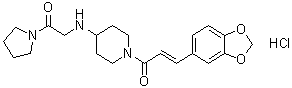 CAS # 97167-72-1, 1-[(2E)-3-(1,3-Benzodioxol-5-yl)-1-oxo-2-propenyl]-N-[2-oxo-2-(1-pyrrolidinyl)ethyl]-4-piperidinamine monohydrochloride