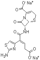 [6R-[6alpha,7beta(E)]]-7-[[2-(2-氨基-4-噻唑基)-4-羧基-1-氧代-2-丁烯基]氨基]-8-氧代-5-硫杂-1-氮杂双环[4.2.0]辛-2-烯-2-羧酸二钠盐分子结构 (CAS 97547-76-7)