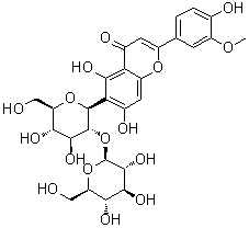 CAS # 97605-25-9, 6-(2-O-beta-D-Glucopyranosyl-beta-D-glucopyranosyl)-5,7-dihydroxy-2-(4-hydroxy-3-methoxyphenyl)-4H-1-benzopyran-4-one, Isoscoparin-2''O-glucoside