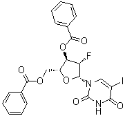 1-(3,5-Di-O-benzoyl-2-deoxy-2-fluoro-beta-D-arabinofuranosyl)-5-iodo-2,4(1H,3H)-pyrimidinedione molecular structure (CAS 97614-45-4)