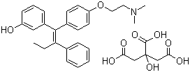 CAS # 97752-20-0, Droloxifene citrate, (E)-1-(4'-(2-Dimethylaminoethoxy)phenyl)-1-(3-hydroxyphenyl)-2-phenylbut-1-ene citrate