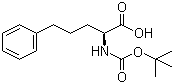 structure of CAS# 98628-27-4, (S)-2-(tert-Butoxycarbonylamino)-5-phenylpentanoic acid