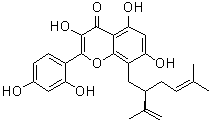 CAS # 99119-73-0, Kushenol C, 2-(2,4-Dihydroxyphenyl)-3,5,7-trihydroxy-8-[(2R)-5-methyl-2-(1-methylethenyl)-4-hexenyl]-4H-1-benzopyran-4-one