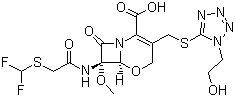 CAS # 99665-00-6, Flomoxef, (-)-(6R,7R)-7-(2-((Difluoromethyl)thio)acetamido)-3-(((1-(2-hydroxyethyl)-1H-tetrazol-5-yl)thio)methyl)-7-methoxy-8-oxo-5-oxa-1-azabicyclo[4.2.0]oct-2-ene-2-carboxylic acid